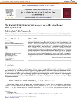 The Truncated Stieltjes Moment Problem Solved by Using Kernel Density Functions