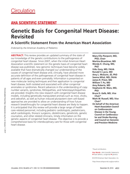 Genetic Basis for Congenital Heart Disease: Revisited a Scientific Statement from the American Heart Association Endorsed by the American Academy of Pediatrics