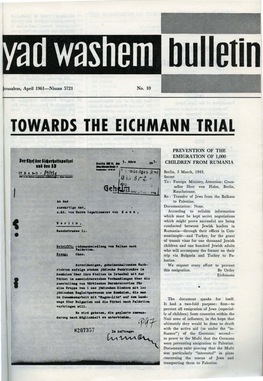 Towards the Eichmann Trial