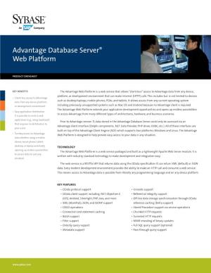 Advantage Database Server Web Platform Datasheet
