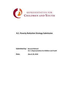 B.C. Poverty Reduction Strategy Submission