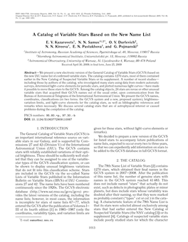 A Catalog of Variable Stars Based on the New Name List