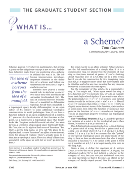 A Scheme? Tom Gannon Communicated by Cesar E