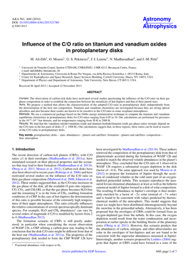 Influence of the C/O Ratio on Titanium and Vanadium Oxides In