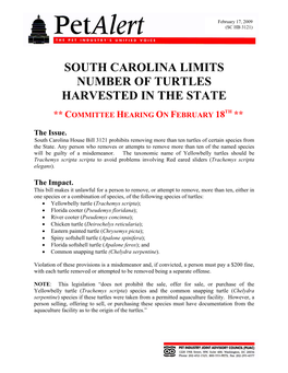South Carolina Limits Number of Turtles Harvested in the State