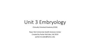 Unit 3 Embryo Questions
