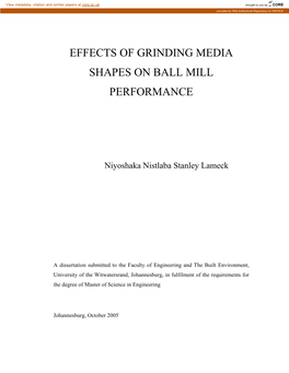 Effects of Grinding Media Shapes on Ball Mill Performance