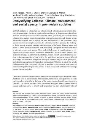 Demystifying Collapse: Climate, Environment, and Social Agency in Pre-Modern Societies
