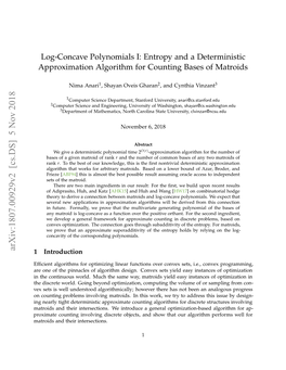 Log-Concave Polynomials I: Entropy and a Deterministic Approximation