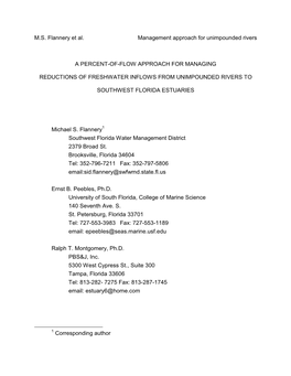 M.S. Flannery Et Al. Management Approach for Unimpounded Rivers A