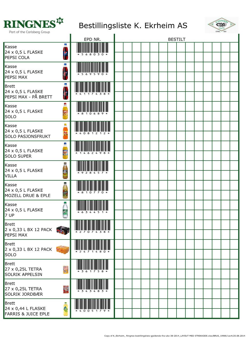 RINGNES Bestillingsskjema Med Strekkode EPD