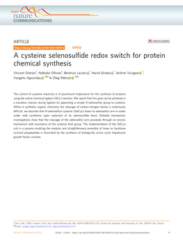 A Cysteine Selenosulfide Redox Switch for Protein Chemical