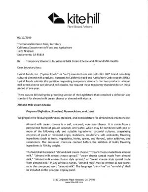 Petition from Lyrical Foods, Inc