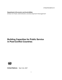 Building Capacities for Public Service in Post-Conflict Countries