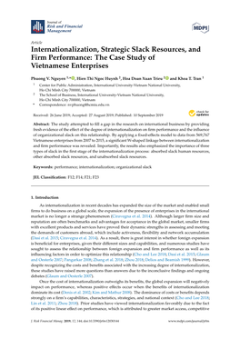 Internationalization, Strategic Slack Resources, and Firm Performance: the Case Study of Vietnamese Enterprises