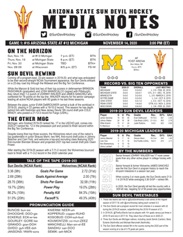 ARIZONA STATE SUN DEVIL HOCKEY MEDIA NOTES @Sundevilhockey @Sundevilhockey /Sundevilhockey