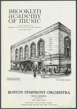 BOSTON SYMPHONY ORCHESTRA ERICH LEINSDORF Music Director GEZA ANDA, Soloist