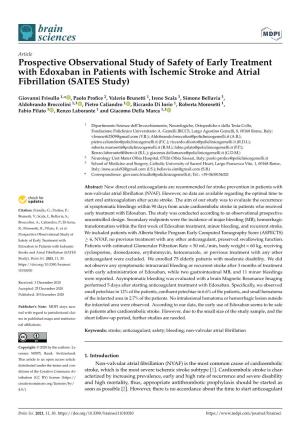Prospective Observational Study of Safety of Early Treatment with Edoxaban in Patients with Ischemic Stroke and Atrial Fibrillation (SATES Study)
