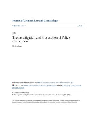 The Investigation and Prosecution of Police Corruption