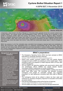 Cyclone Bulbul Situation Report 1 4:00PM BST, 9 November 2019