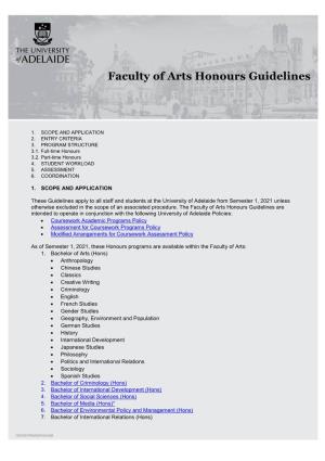 Faculty of Arts Honours Guidelines