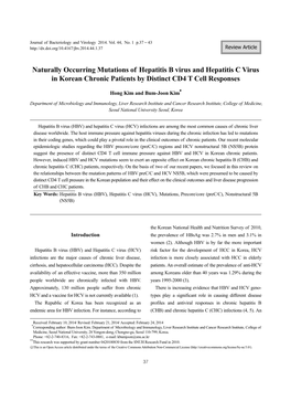 Naturally Occurring Mutations of Hepatitis B Virus and Hepatitis C Virus in Korean Chronic Patients by Distinct CD4 T Cell Responses