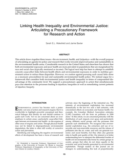 Linking Health Inequality and Environmental Justice: Articulating a Precautionary Framework for Research and Action