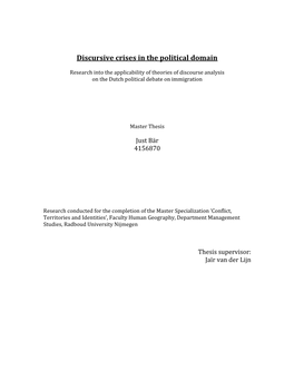 Discursive Crises in the Political Domain