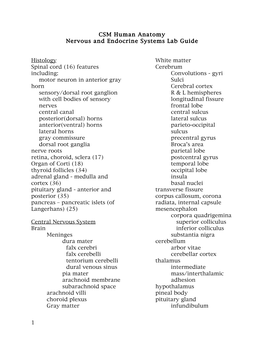 Nervous and Endocrine Systems Lab Guide