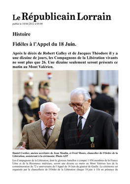 Histoire Fidèles À L'appel Du 18 Juin