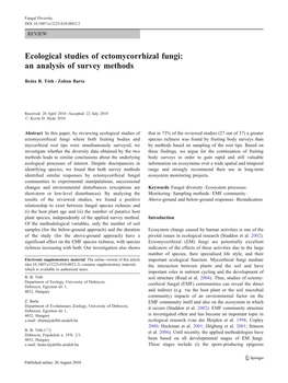 Ecological Studies of Ectomycorrhizal Fungi: an Analysis of Survey Methods