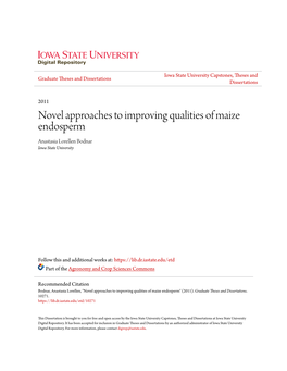 Novel Approaches to Improving Qualities of Maize Endosperm Anastasia Lorellen Bodnar Iowa State University