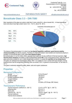 Borosilicate Glass 3.3 – DIN 7080