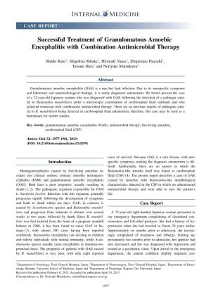 Successful Treatment of Granulomatous Amoebic Encephalitis with Combination Antimicrobial Therapy