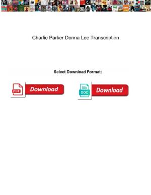 Charlie Parker Donna Lee Transcription