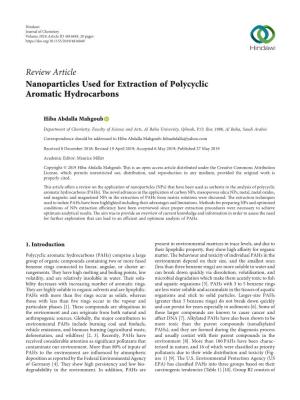 Review Article Nanoparticles Used for Extraction of Polycyclic Aromatic Hydrocarbons