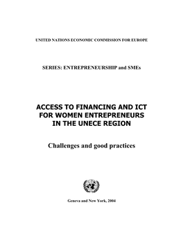 Access to Financing and Ict for Women Entrepreneurs in the Unece Region