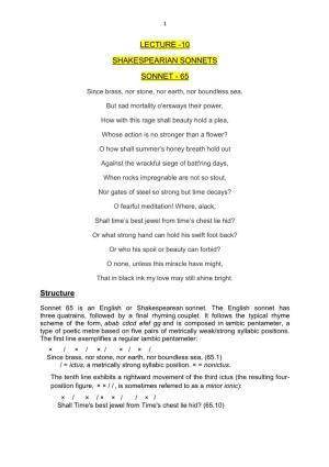 Lecture -10 Shakespearian Sonnets Sonnet