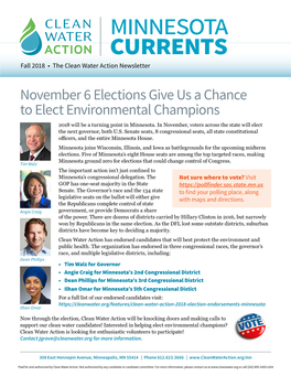 Minnesota Currents Fall 2018 • the Clean Water Action Newsletter