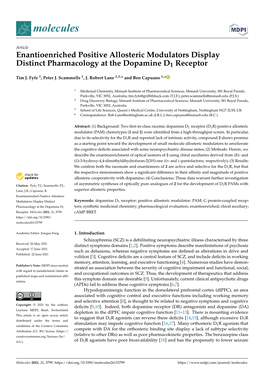 Enantioenriched Positive Allosteric Modulators Display Distinct Pharmacology at the Dopamine D1 Receptor