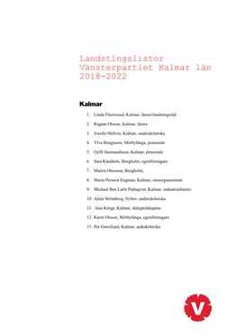 Landstingslistor För Vänsterpartiet Kalmar