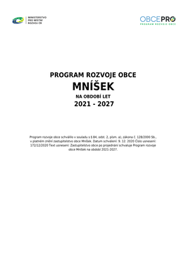 Mníšek Na Období Let 2021 - 2027