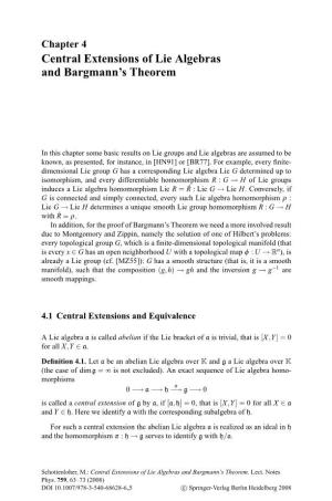 Central Extensions of Lie Algebras and Bargmann's Theorem