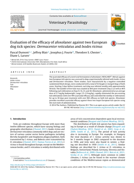 Evaluation of the Efficacy of Afoxolaner Against Two European Dog Tick
