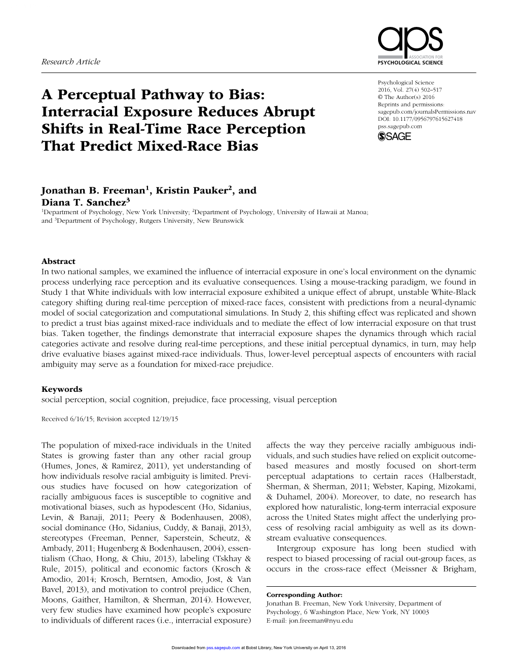 A Perceptual Pathway to Bias