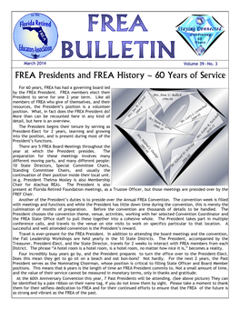 FREA Presidents and FREA History ~ 60 Years of Service