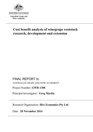 Cost Benefit Analysis of Winegrape Rootstock Research, Development and Extension