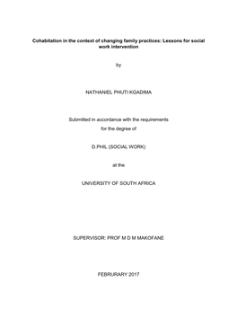 Cohabitation in the Context of Changing Family Practices: Lessons for Social Work Intervention