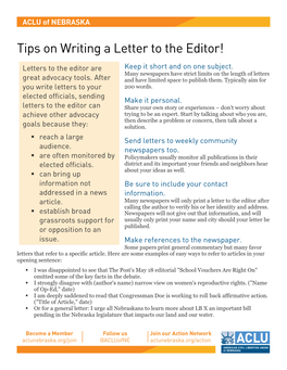 Tips on Writing a Letter to the Editor!