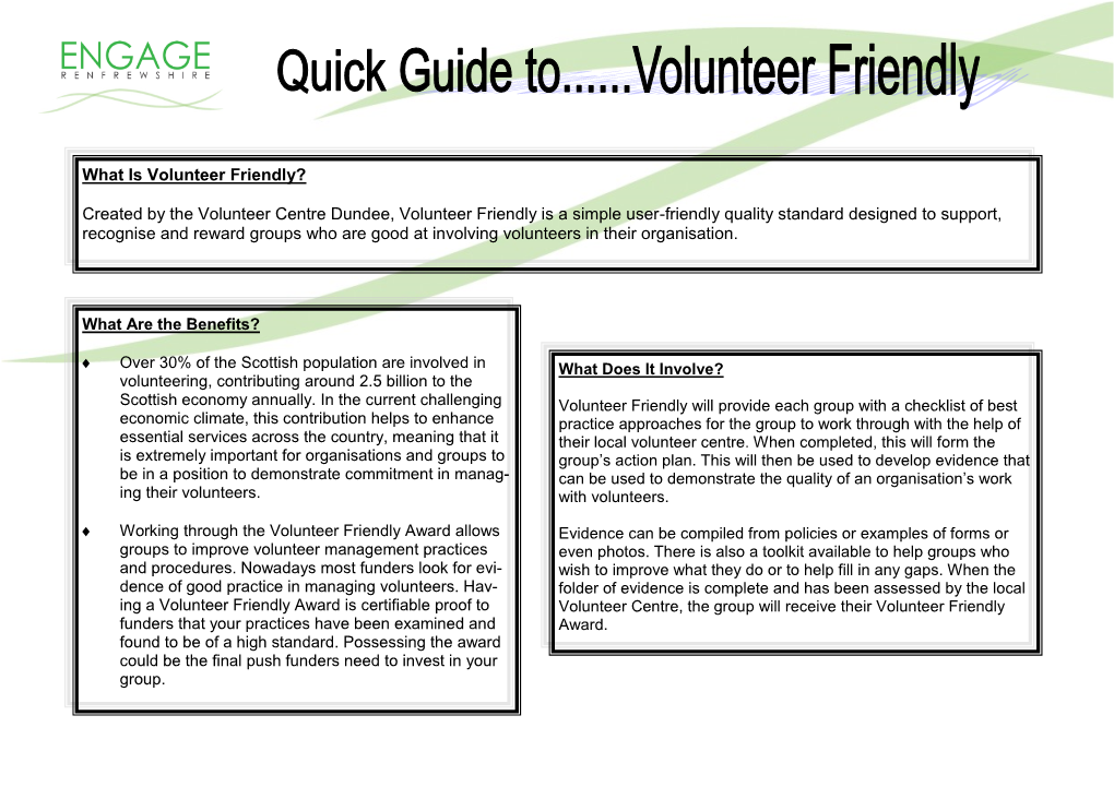 What Is Volunteer Friendly?